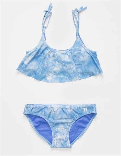 Hurley Tie Dye Flutter Girls Bikini Set Blue Tillys