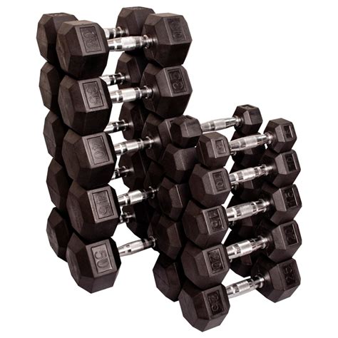 Body Solid Rubber Coated Hex Dumbbells Sets 55 To 75 Lb