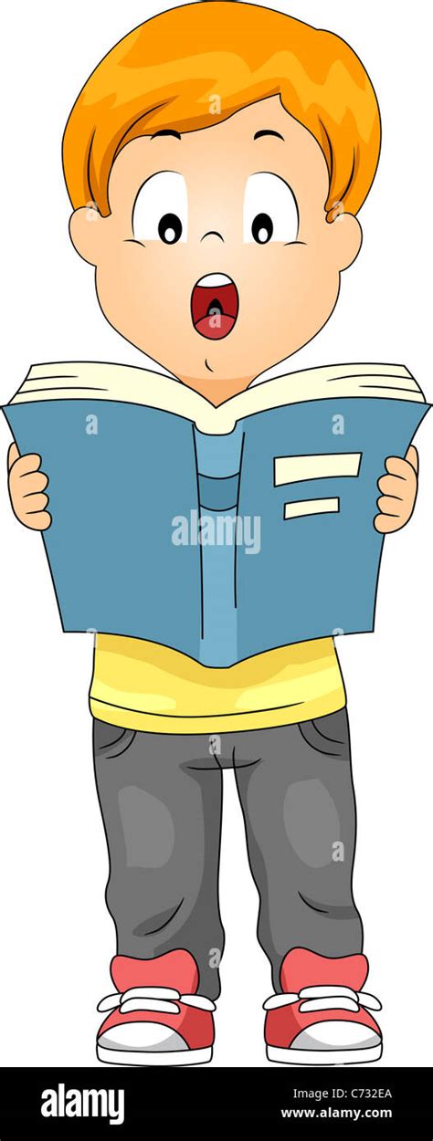 Illustration Of A Kid Reading A Book Out Loud Stock Photo Alamy
