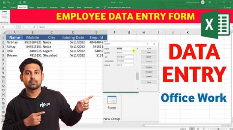 Data Entry Using Form In Microsoft Excel Data Entry Work In Excel In