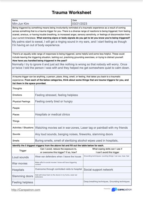 Trauma Worksheets Printable Therapy Journal PTSD Workbook - Etsy
