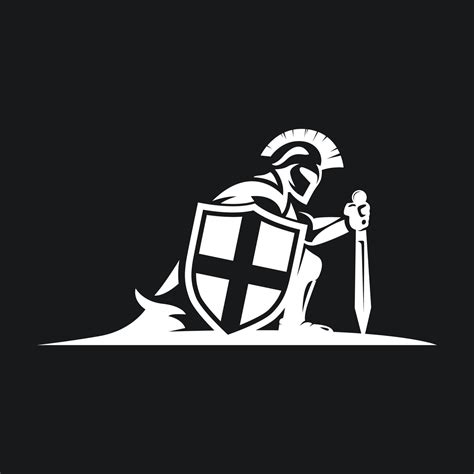 Silhouette Of A Knight Holding A Sword And Shield Logo 11072302 Vector