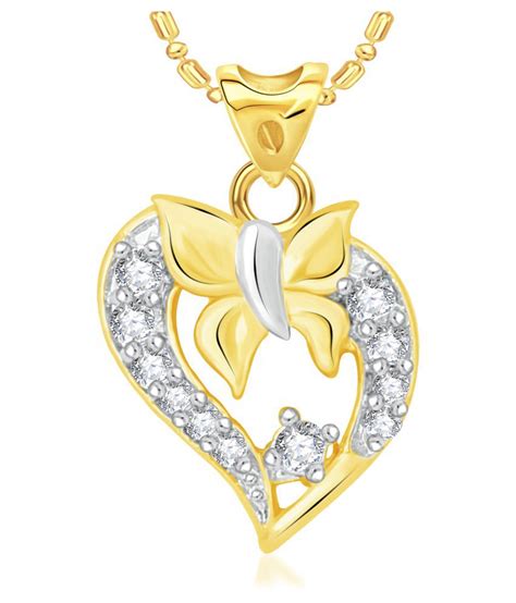Vk Jewels Butterfly Heart Valentine Gold Rhodium Plated Alloy Pendant For Women Girls Buy