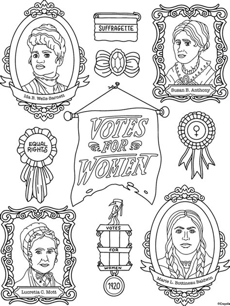 Womens Suffrage Free Coloring Page For Kids