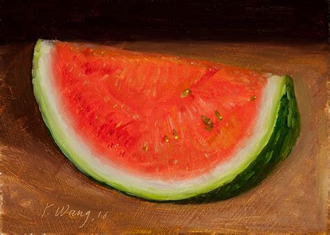 Wang Fine Art A Slice Of Watermelon Painting A Day