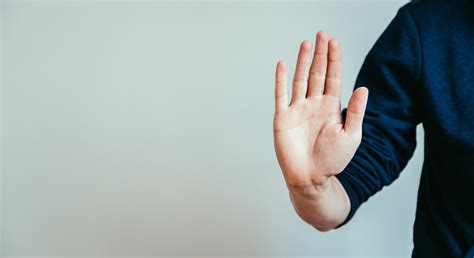 Defense Or Stop Gesture Male Hand With Stop Gesture Stock Photo