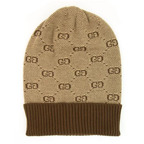 Gucci Junior Gg Beanie Hat Brown Onu