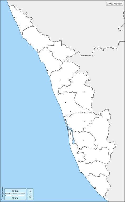 Kerala Free Map Free Blank Map Free Outline Map Free Base Map Boundaries Districts Main Cities