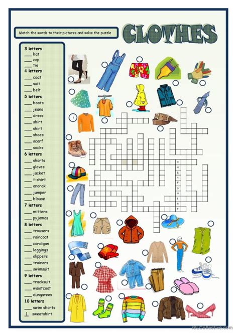 Clothes English Esl Worksheets Pdf And Doc