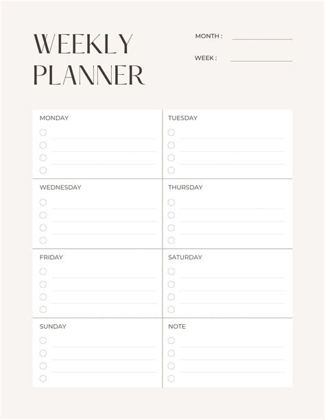 Free Weekly Planner Template Printable