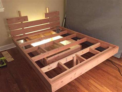 Diy platform bed with floating night stands: Floating bed frame, with tools and detailed steps. in 2020 ...