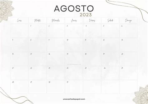 Calendarios Agosto 2022 Para Imprimir Gratis ️ Una Casita De Papel En