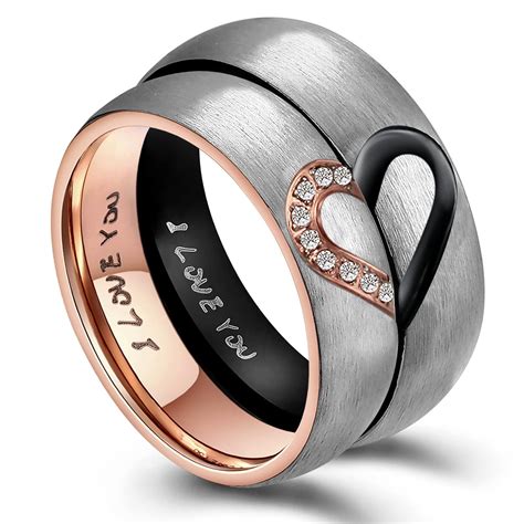 Bingua Com Anazoz His Hers Real Love Heart Promise Ring Stainless