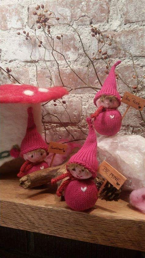 Knitted Valentines Gnome Dollsweetheart Handmade Knitting Needle