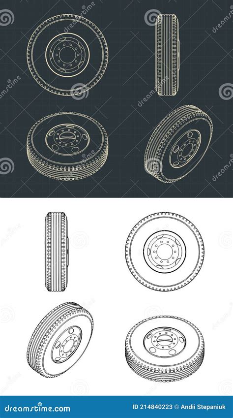 Truck Wheel Blueprints Stock Vector Illustration Of Logistics 214840223