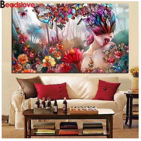 DIY 5D Diamond Painting Abstract Butterfly Psychedelic Sexy Nude Woman