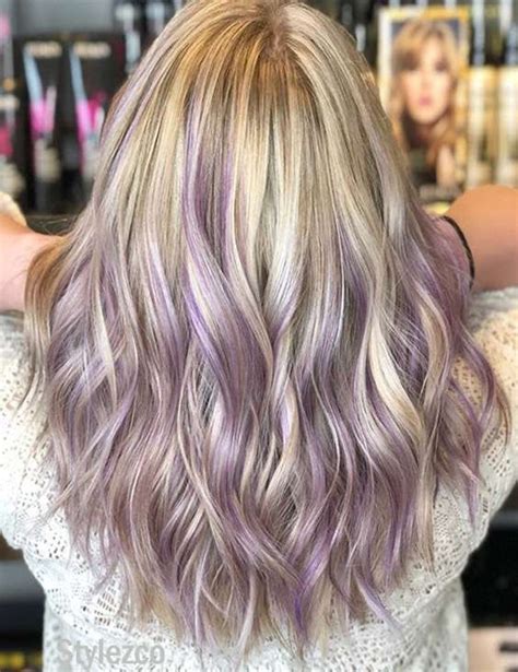 Lilac And Platinum Balayage Hair Color Highlights For 2019 Silver Purple