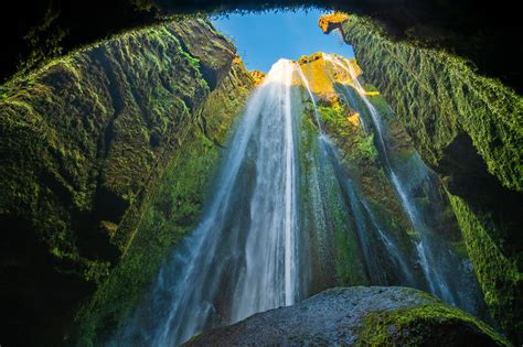 Gljúfrabúi Waterfall In A Fissure