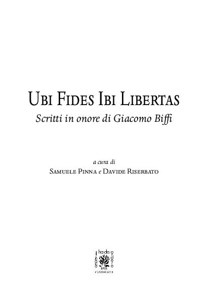 Pdf Ubi Fides Ibi Libertas Scritti In Onore Di Giacomo Biffi