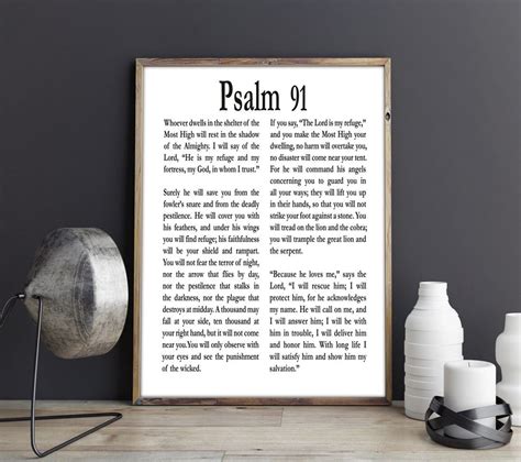 Psalm 91 Print Psalm Poster Psalm Wall Art Christian Gift For Friend