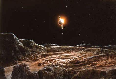 Don Dixon Saturn Eclipses The Sun As Seen From Iapetus Creating A