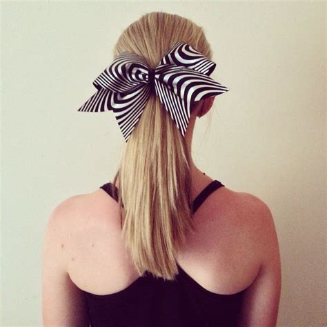 Low Ponytail With A Cheer Bow Cheer Hair Cheer Hair Bows Bow Hairstyle