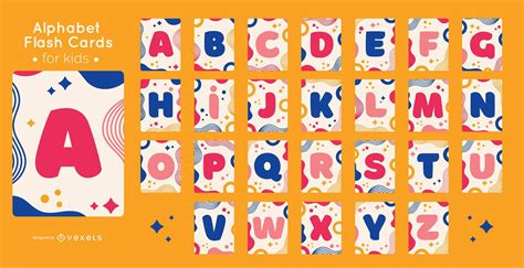 Alphabet Illustration Flashcard Pack Vector Download