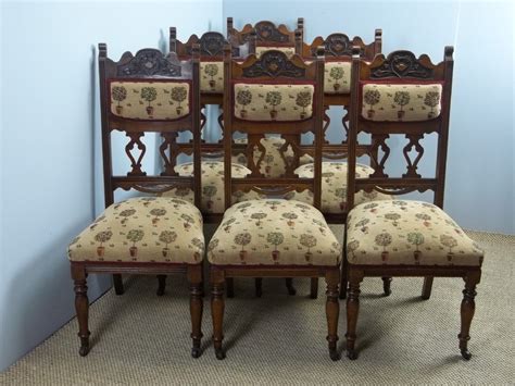 Set of four liberty's london arts and crafts dining room chairs archibald knox 4. A Set Of Six Antique Upholstered Solid Oak Framed Art ...