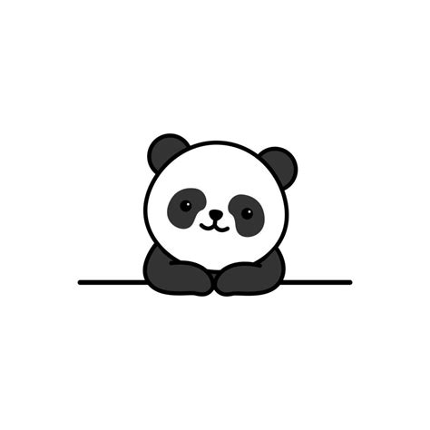 Lindo Panda Apoyado En La Pared De Dibujos Animados 1339865 Vector En