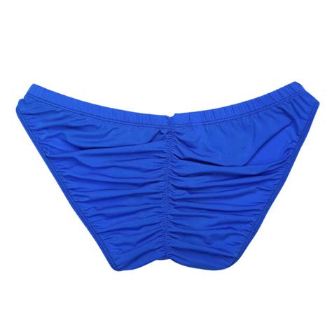 Summer Men Smooth Silky Bulge Pouch Ruched Back Bikini Briefs Underwear