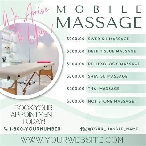 Mobile Massage Therapy Flyer Template Mobile Masseuse Etsy Australia