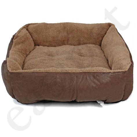 Dog Bed Pet Puppy Faux Leather Fur Fleece Washable Deluxe S M L Xl Xxl
