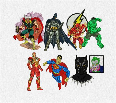 Marvel Superheroes Embroidery Machine Designs Files Dst Pes Collection