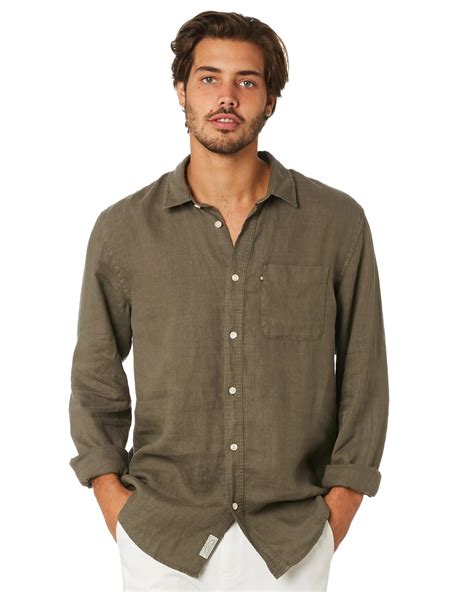 Shirts Academy Brand Mens Hampton Linen Shirt Olive Craftyparalegal