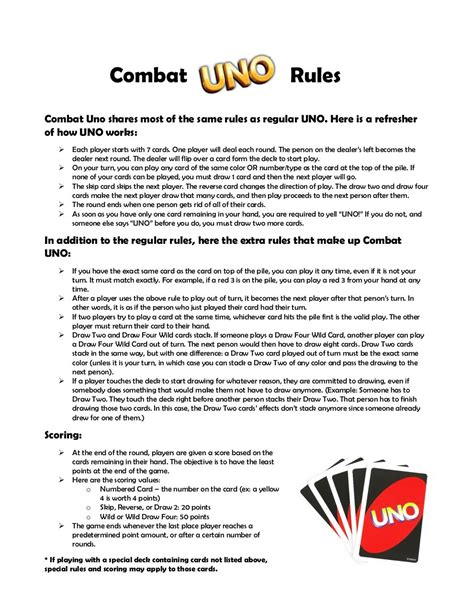 A more recent version of uno will include wild swap hands and wild customizable cards, two of each. Combat Uno Rules by Microsoft account - PDF Archive