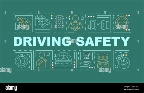 Driving Safety Word Concepts Dark Green Banner Stock Vector Image And Art