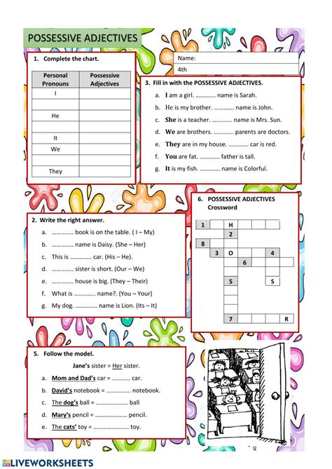 Possessive Adjectives: English as a Second Language (ESL) worksheet
