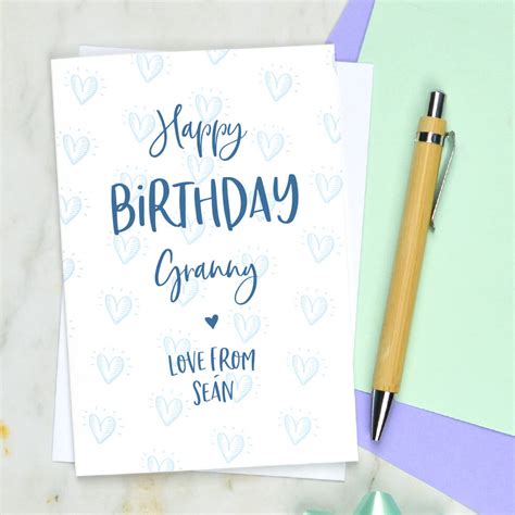 Granny Birthday Card With Heart Detail By Pink And Turquoise