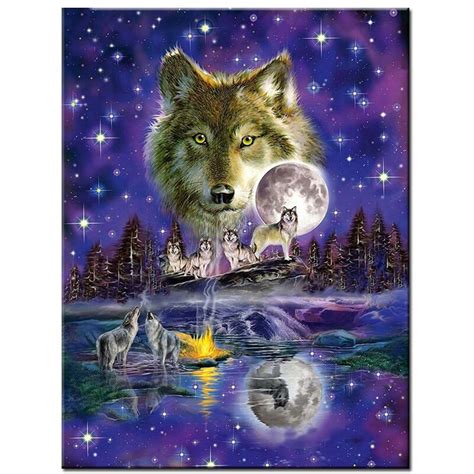 100 Full 5d Diy Daimond Painting Wolf In Sky 3d Diamond Painting