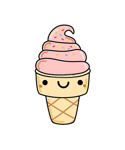 Kawaii Strawberry Sprinkles Ice Cream Cone By Kawaiilife Redbubble