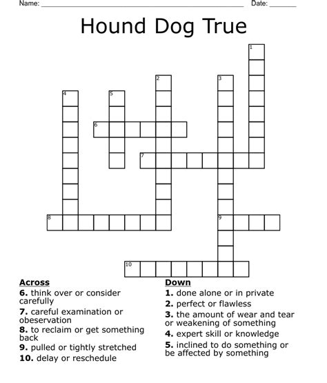 Hound Dog True Crossword Wordmint