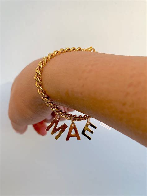 Custom Name Bracelet Personalised Name Bracelet In Gold And Etsy