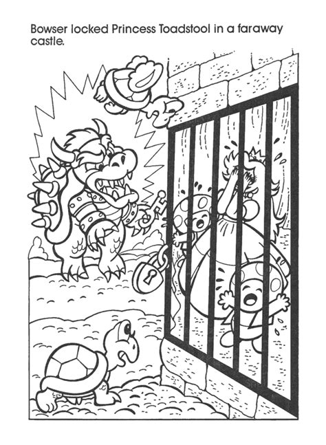 Retro Mario And Bowser Coloring Book Pages Mario