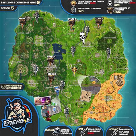 Cheat Sheet Map For Fortnite Season 5 Week 9 Challenges Laptrinhx