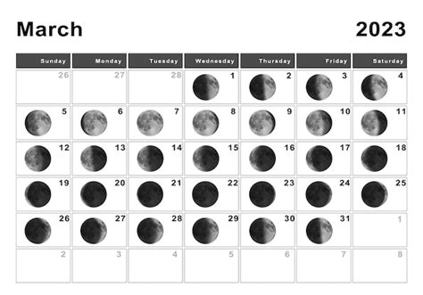 Premium Photo March 2023 Lunar Calendar Moon Cycles Moon Phases