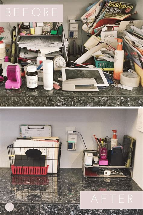 Before And After Photos Of A Cluttered Kitchen Counter