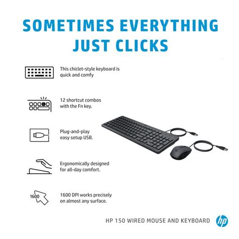 Hp 150 Wired Combo Keyboard And Mouse Safad