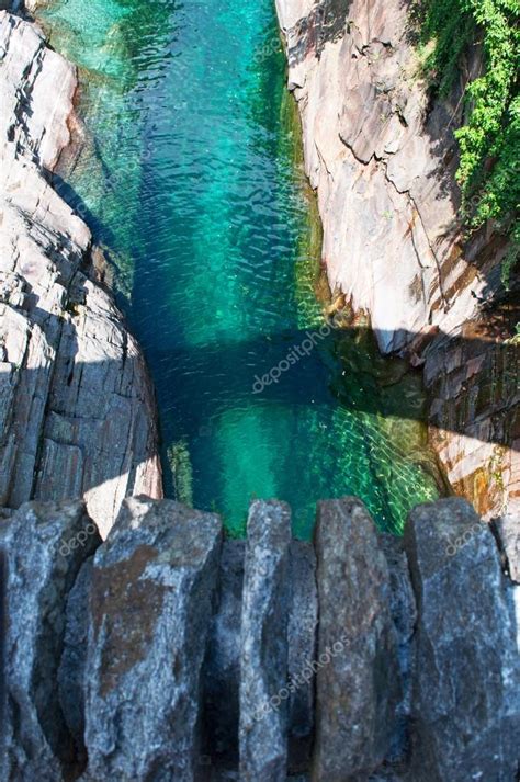 Switzerland The Verzasca River Seen From The Bridge Of The Jumps