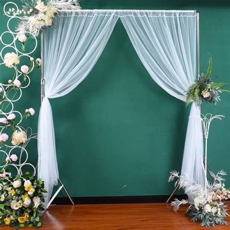White Sheer Tulle Backdrop Curtains For Parties Wedding White Backdrop