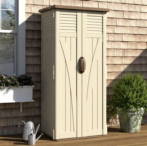 Outdoor Storage Shed Tall Plastic Garden Tool Cabinet Vertical Utility
